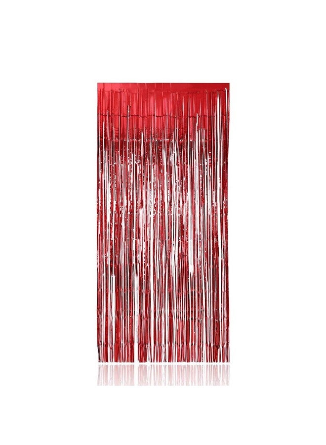 بارتي بروبس ستائر من ورق القصدير المعدني الأحمر مقاس 3 أقدام × 6 أقدام و10 بوصات من Party Propz لحفلات أعياد الميلاد والزفاف والخطوبة وحفلات الزفاف وحفلات استقبال المولود وحفلات توديع العزوبية وحفلات الأعياد (مجموعة من قطعة واحدة) - Image 1