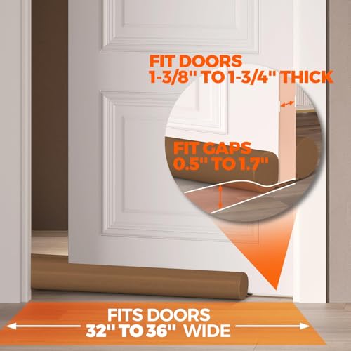 Holikme Two-Sided Door Draft Stopper Weather Stripping Window Breeze Blocker Adjustable Door Sweeps, Brown - Image 4