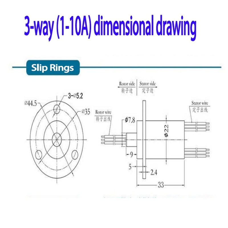 QL-LINRUN Slip Ring Electrical Slip Ring Motor Slip Ring Rotating Connector Slip Ring Electrical Connector Slip Ring Connector 3 Wires 10A Diameter 22mm - Image 4