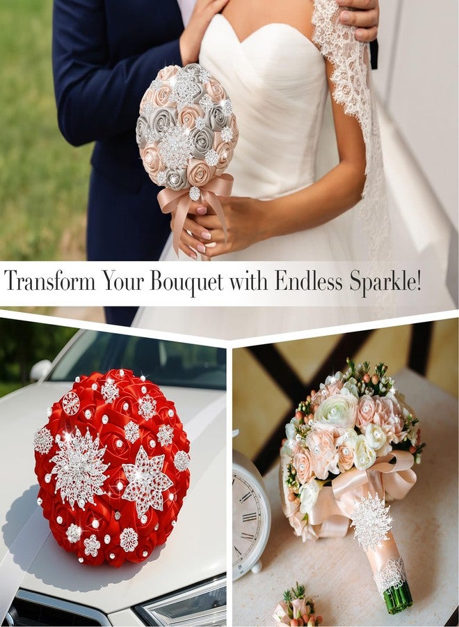 كيلوفلاي بروش زفاف من كيلوفلاي مكون من 14 قطعة من زهور الكريستال المرصعة بأحجار الراين + 100 دبوس - Image 5