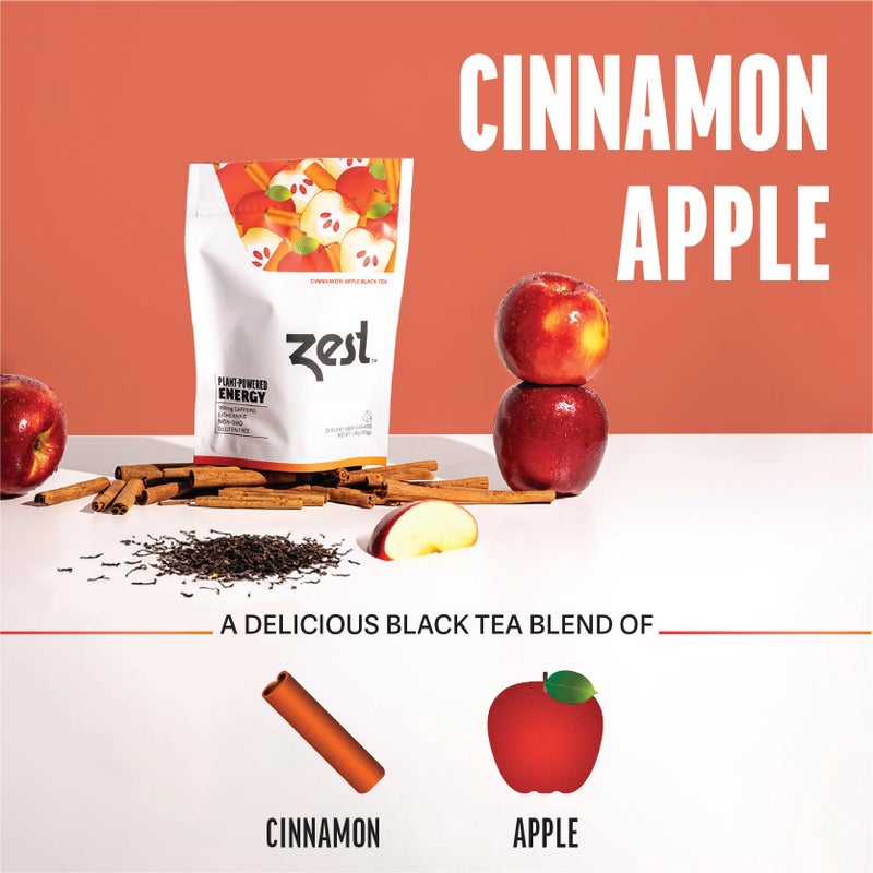 Zest Cinnamon Apple Spice Energy Tea - High Caffeine Black Tea Bags for Focus, Clarity & Morning Energy - Natural Non-GMO Caffeinated Breakfast Tea - Cozy Fall Focus Tea with 150mg Caf - 20Ct Pack - Image 5
