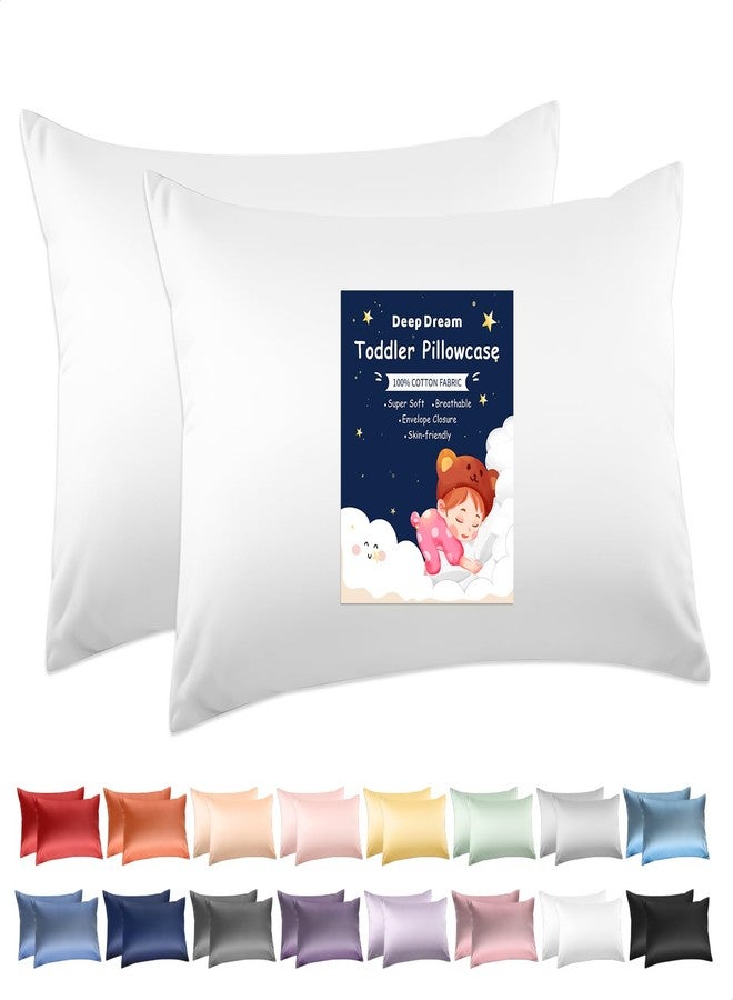 DEEPDREAM Deep Dream 100% Cotton Toddler Pillowcases Set of 2, 13x18 Inches Fits Baby Pillow Sized 12x16, 13x18, 600 Thread Count Cotton Small Travel Kids Pillow Case Covers with Envelope Closure, White - Image 1