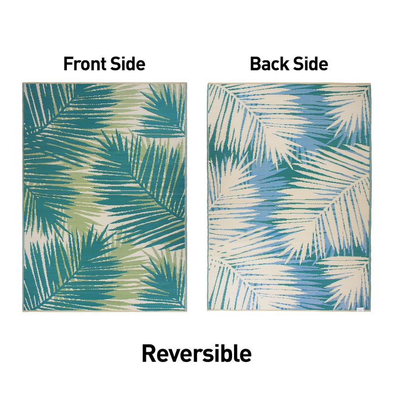 Rugshop Tropical Floral Reversible Crease-Free Waterproof Premium Recycled Plastic Outdoor Rugs for Patio,Backyard,RV,Deck,Picnic,Trailer,Beach,Camping Green 3' x 5' - Image 2