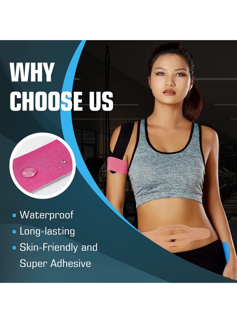Cuken 2 Roll Waterproof Breathable Kinesiology Tape, Athletic Elastic Kneepad Muscle Pain Relief Knee Taping for Gym Fitness Running Tennis Swimming Football (Black)  - Image 4