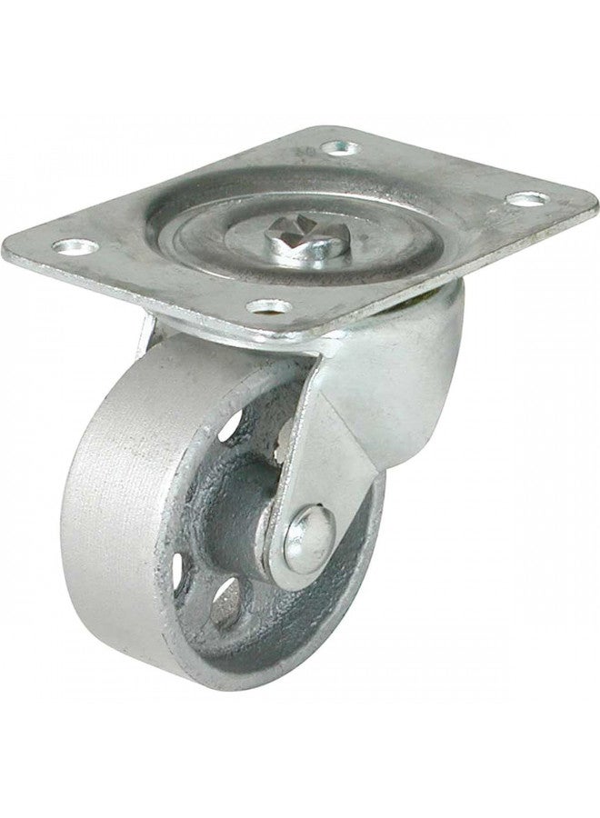 Shepherd Hardware 9174 2-Inch Cast Iron Swivel Plate Caster, 125-lb Load Capacity,Silver - Image 1