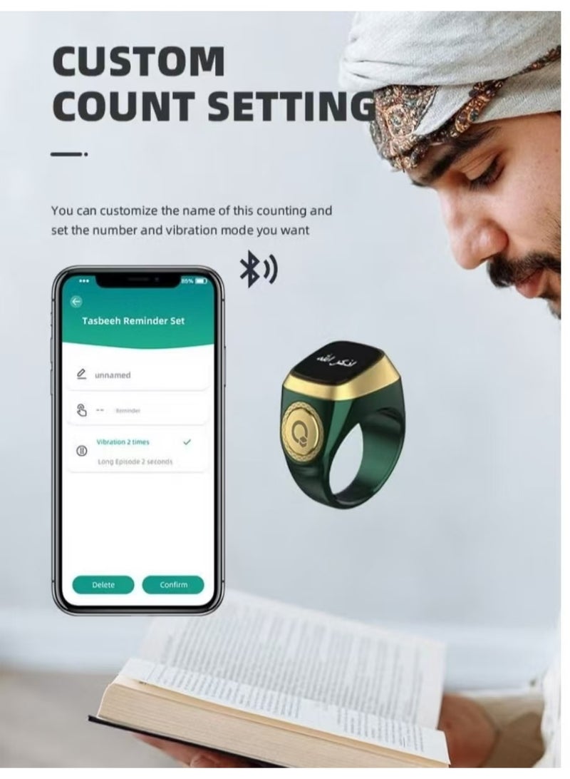 Zikr Ring, Smart Tasbih Zikr Ring， Ring Count Reminder, Muslim Prayer Timing Reminder, OLED Display,20MM - Image 3