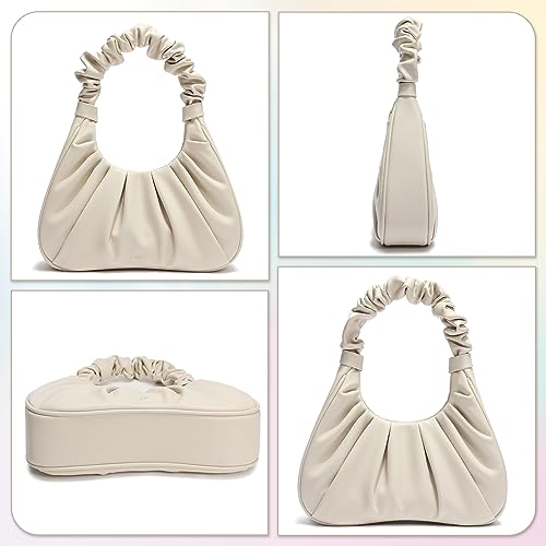 Keyli Cute Purses Mini Shoulder Bag for Women Waterproof Leather Tote Handbags fashionable travel clutch hobo purse with Magnetic Closure Beige - Image 5