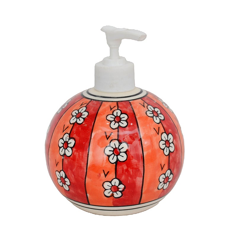 Skywalk Hand Painted Ceramic Liquid Soap Dispenser for Bathroom and Kitchen 250 Ml SWKA-1262