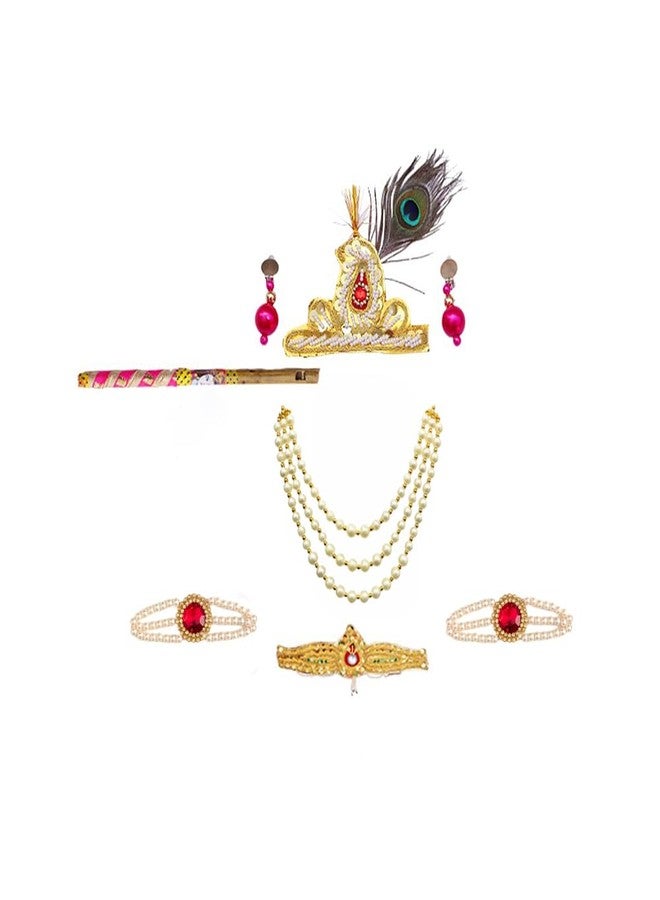 DESI ANDAAZ Krishna Dress for Kids – Fancy Dress for Boys & Girls | Bal Krishna Dress with Mukut, Flute & Accessories (Set of 10)| Janmashtami - Image 3