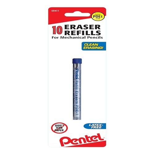 Pentel قلم رصاص Pentel PDE1BP2 إعادة تعبئة ممحاة لسلسلة AL و AX و PD 5 قطع لكل أنبوب، (2x أنابيب) أبيض - Image 3