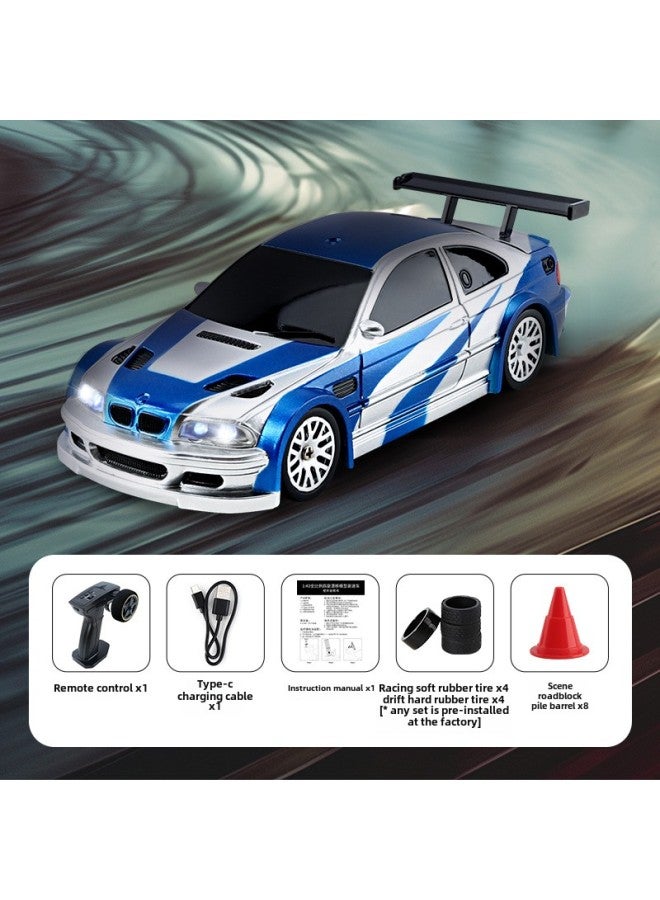 Product Full Scale Light Four-wheel Drive Rc Remote Control Car Indoor Mini Drift Car Children's Toy Boy Gift-Color:4302 Blue And White-Scale:Gyroscope Version  - Image 1