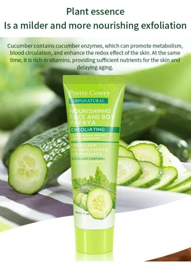 Pretty Cowry - 100% pure organic cucumber face scrub Cucumber Private label exfoliating gel 100 ml - Image 1