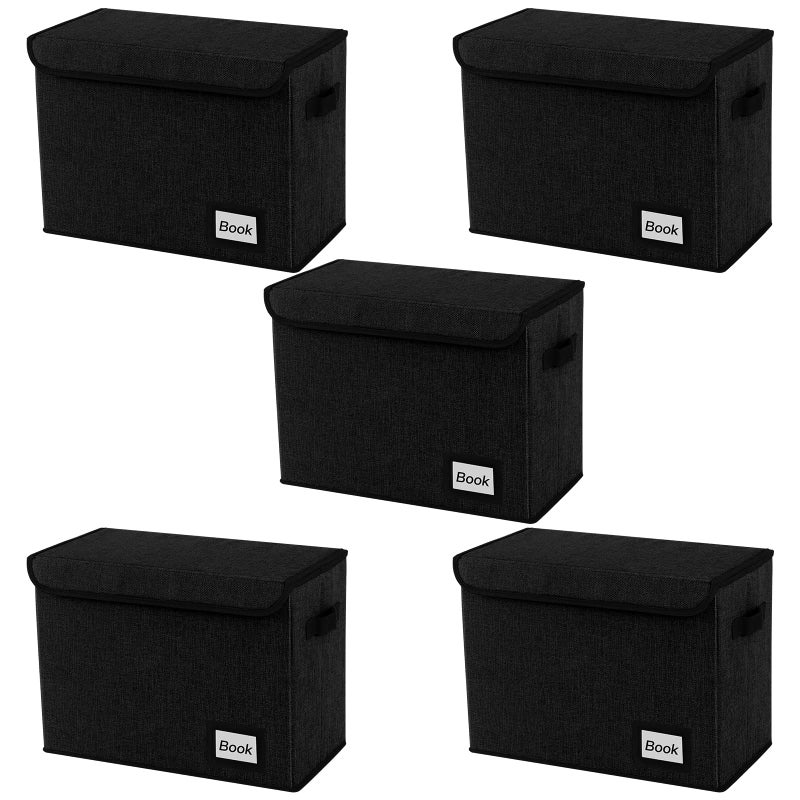 YNSZAS YNSZAS 5 Pack Comic Book Storage Boxes 158 X 78 X 118 Collapsible Comic Short Box Holds 160180 Collection Comic Book Container Holder Shelf Protector Organizer Bin Black