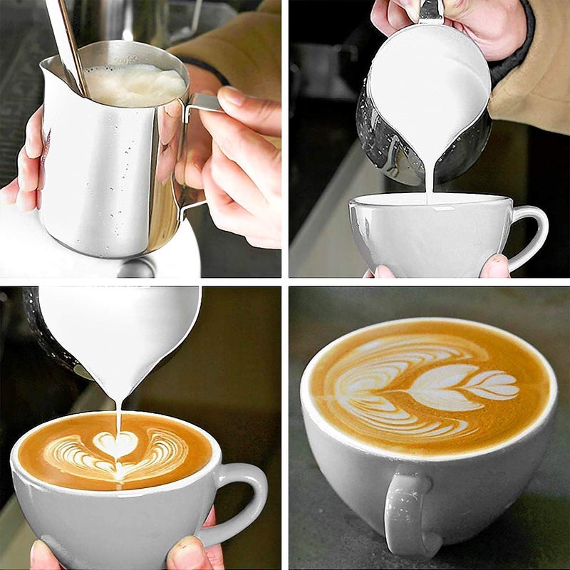 Milk Frothing Pitcher Measuring Inside, Milk Frothing Pitcher for Espresso Machines, Stainless Steel Milk Frother Cup for Latte Art (550ml) - Image 4