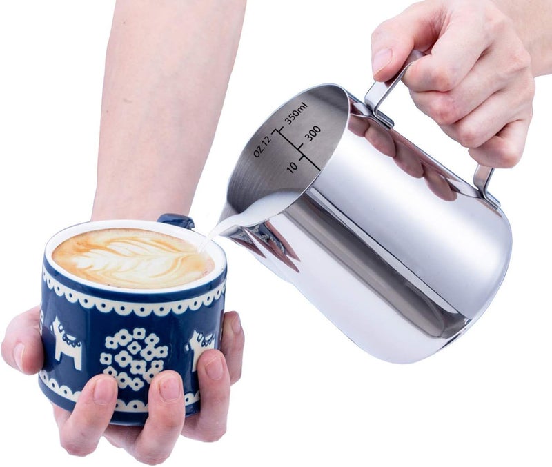 Milk Frothing Pitcher Measuring Inside, Milk Frothing Pitcher for Espresso Machines, Stainless Steel Milk Frother Cup for Latte Art (550ml) - Image 3