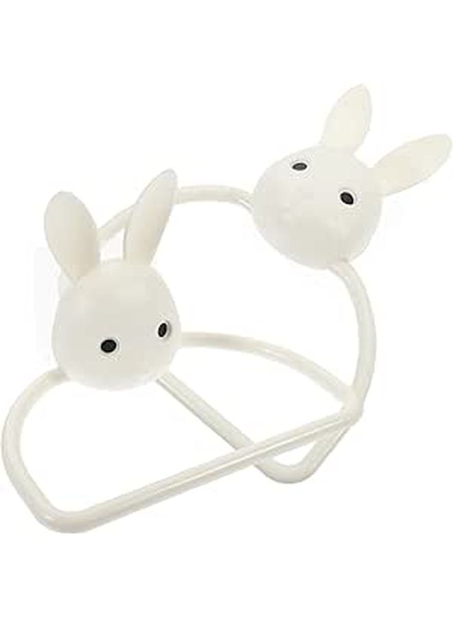Luxshiny 2pcs Cartoon Rabbit Towel Holder Set Adhesive Damage-Free Wall Mount - Image 1