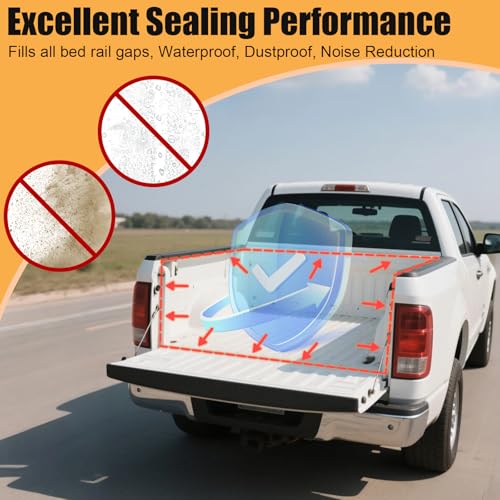 Nayotaa Tonneau Cover Seal Strip - 24.9Ft Truck Tailgate Seal Kit, Adhesive Rubber Weather Stripping for Pickups Tailgate, Camper Shell, Tonneau Cover, Truck Topper ＆ Cap - Image 2