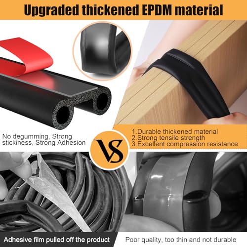 Nayotaa Tonneau Cover Seal Strip - 24.9Ft Truck Tailgate Seal Kit, Adhesive Rubber Weather Stripping for Pickups Tailgate, Camper Shell, Tonneau Cover, Truck Topper ＆ Cap - Image 5