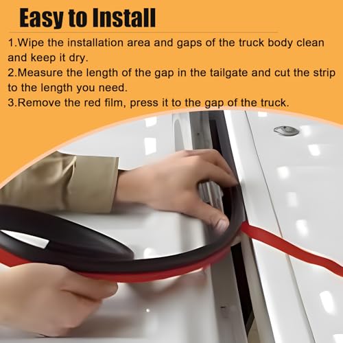 Nayotaa Tonneau Cover Seal Strip - 24.9Ft Truck Tailgate Seal Kit, Adhesive Rubber Weather Stripping for Pickups Tailgate, Camper Shell, Tonneau Cover, Truck Topper ＆ Cap - Image 4