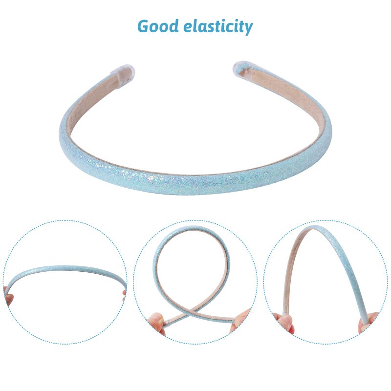 Fishdown Thin Glitter Headbands 6 Pack, Including Gold, Silver, Rose Red, Pink, Blue, Light Blue for Girls and Women, Non-slip Upgraded Sequin Headband with Soft Fabric Cover - Image 4