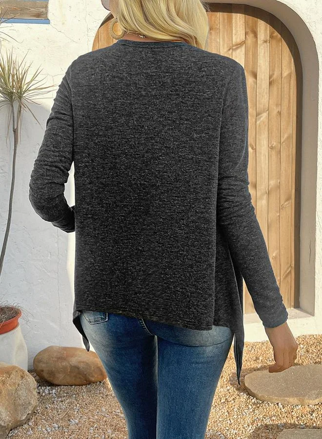 Take Two Women Solid Long Sleeve Knit Cardigan