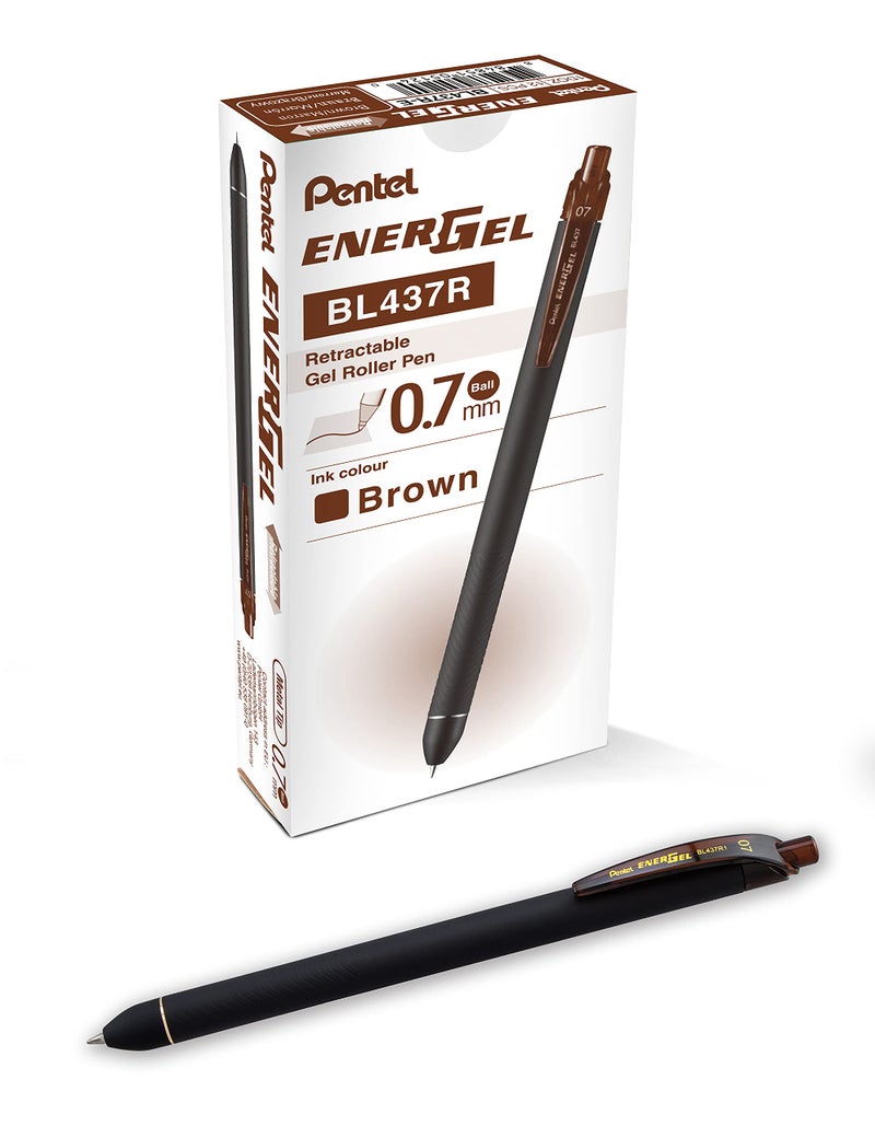 Pentel Energel Kuro Liquid Gel Pen  (0.7Mm) Medium Line  Brown Ink  12 Pack (Bl437R1-E) - Image 1