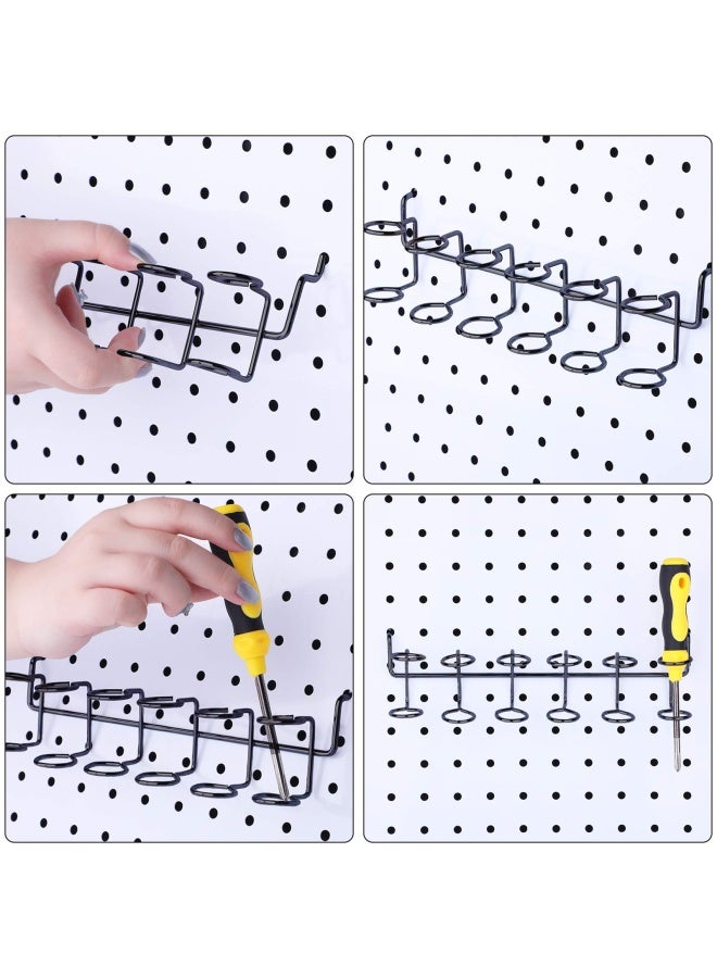 Hotop 2 Pieces Pegboard Screwdriver Holder Peg Board Tool Utility Hooks Pegboard Accessories Six-Tool Multi-Tool Organizer Racks Holder Accessory Multi-Ring Tool Holder for Pegboard  Pliers  Black  - Image 3