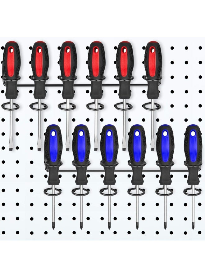 Hotop 2 Pieces Pegboard Screwdriver Holder Peg Board Tool Utility Hooks Pegboard Accessories Six-Tool Multi-Tool Organizer Racks Holder Accessory Multi-Ring Tool Holder for Pegboard  Pliers  Black  - Image 4