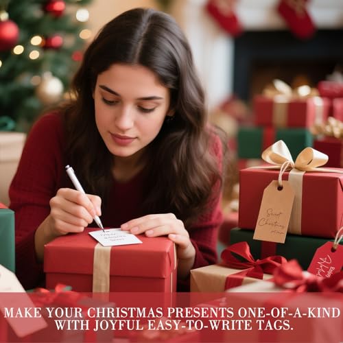 C2U Christmas Gift Tags – 48 Pack Holiday Present Tags with Jute Twine – 8 Festive Designs Blank on Back – Paper Christmas Name Tags for Wrapping, DIY, Xmas Decorations & Gift Labeling - Image 4