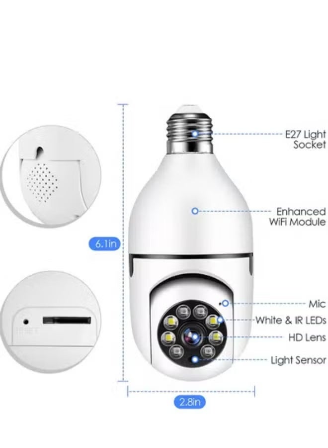 A ZONE Light Bulb Camera Wi-Fi IR Night Smart Home Wireless Security for Indoor and Outdoor - Image 2