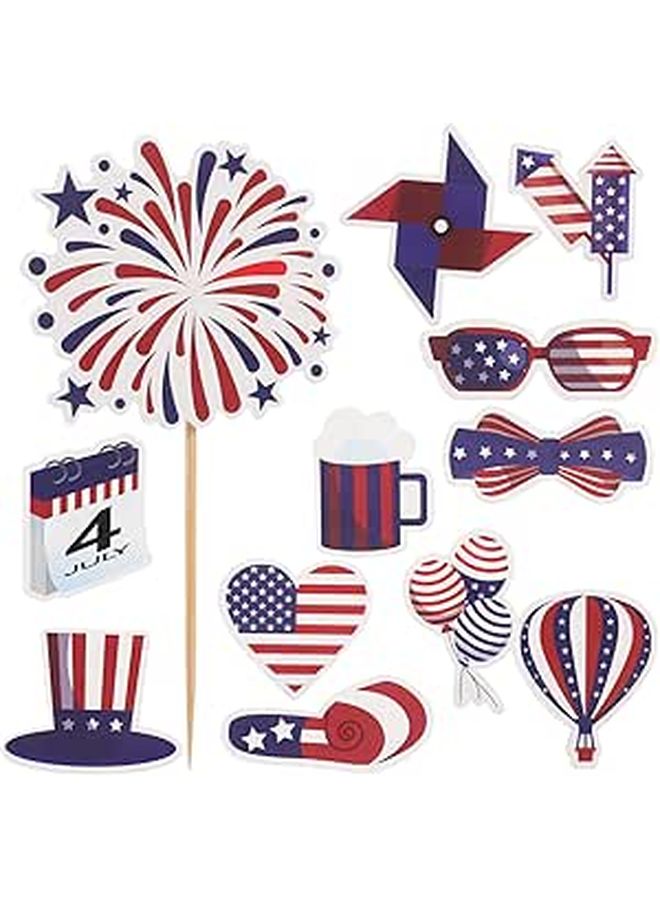 Patriotic Cupcake Toppers 12pcs Non Edible Cake Decorations For 4th Of July Party - Image 1