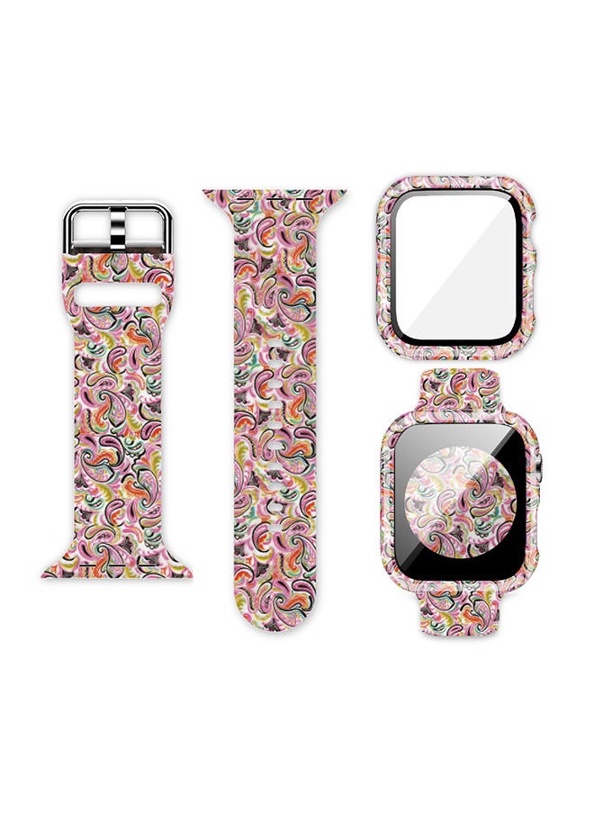 TWEGGON - Replacement Printed Silicon Band for Apple Watch 42MM With Tempered Glass Case Cashew Pattern - Image 1