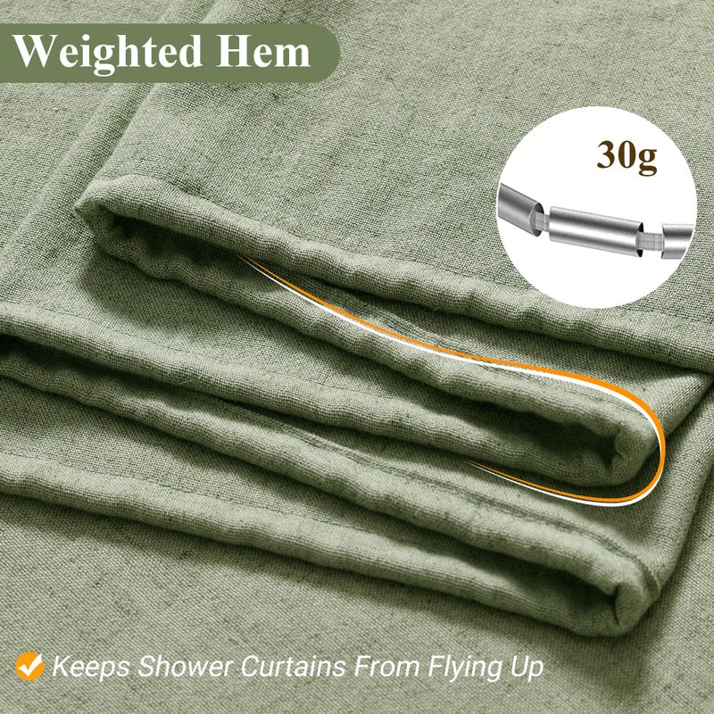 Naturoom Naturom Sage Green Duster Stain Linen Boho Farmhouse Rustic Vintage Country Summer Summer Decored Decore Decore Mornered Mored Minimalist Dame Sertains for Bathroom 72Wx72H - Image 5