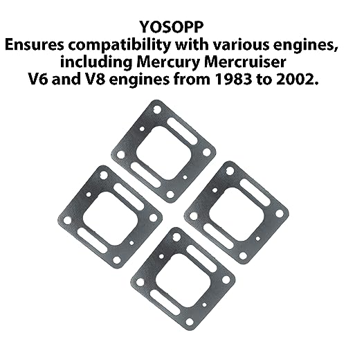 YOSOPP Exhaust Gaskets for Mercury Mercruiser V6 V8 Bravo Engines - Manifold, Restricted Elbow, Risers - 27-41813, 27-860233, 27-863724 - Image 3