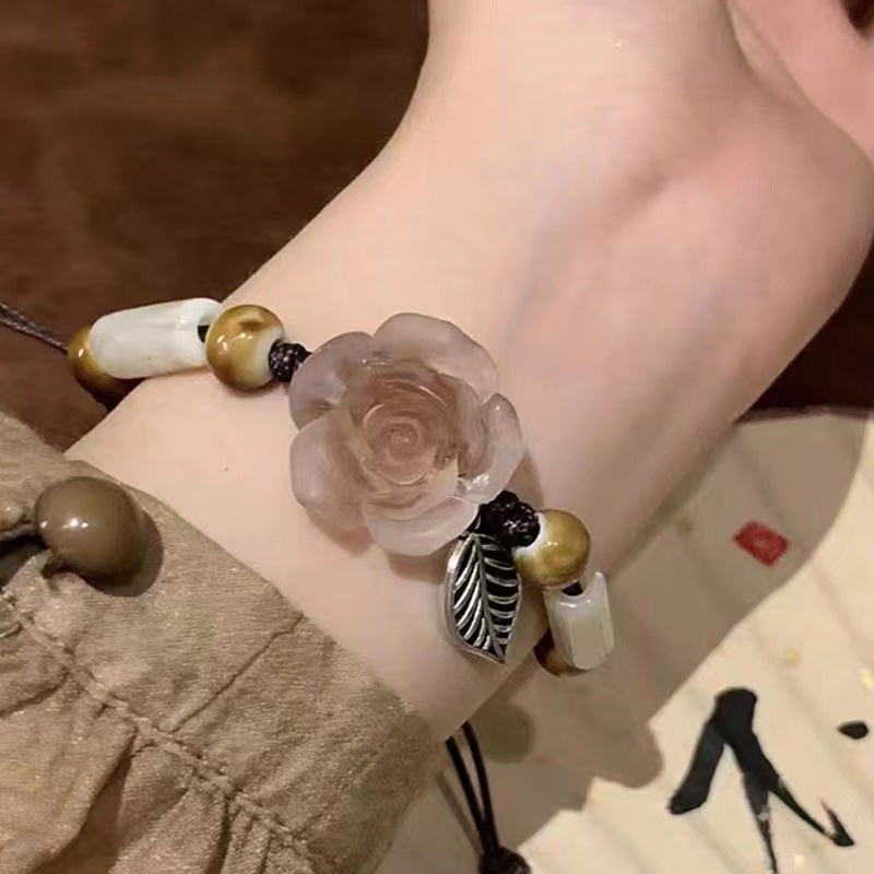 Elegant Lotus Leaf Design Bracelet for Women Camellia Bracelet 