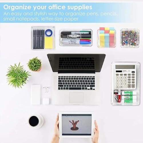Tasmax Dressing Table Organizer Drawer Divider Organizer Stationary Organizers Box 7Pcs Organisers Storage Box Cosmetics Organiser Tray Acrylic Drawer Organizer - Transparent - Image 4