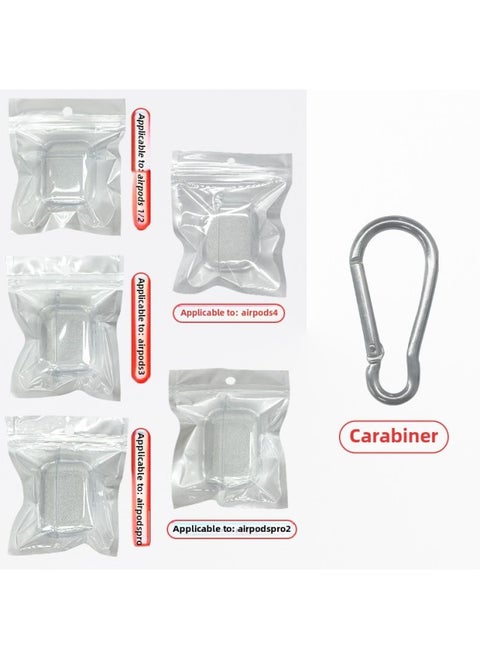 Tpu Transparent Earphone Set Material For Apple Bluetooth Headset Pro2 Generation Airpods Bluetooth Headset Protective Cover-Color:TPU Soft Shell + Pearlescent Bag + Mountaineering Buckle-Applicable Model:Airpods (pro2--with Ear Hooks) Fifth Generation
