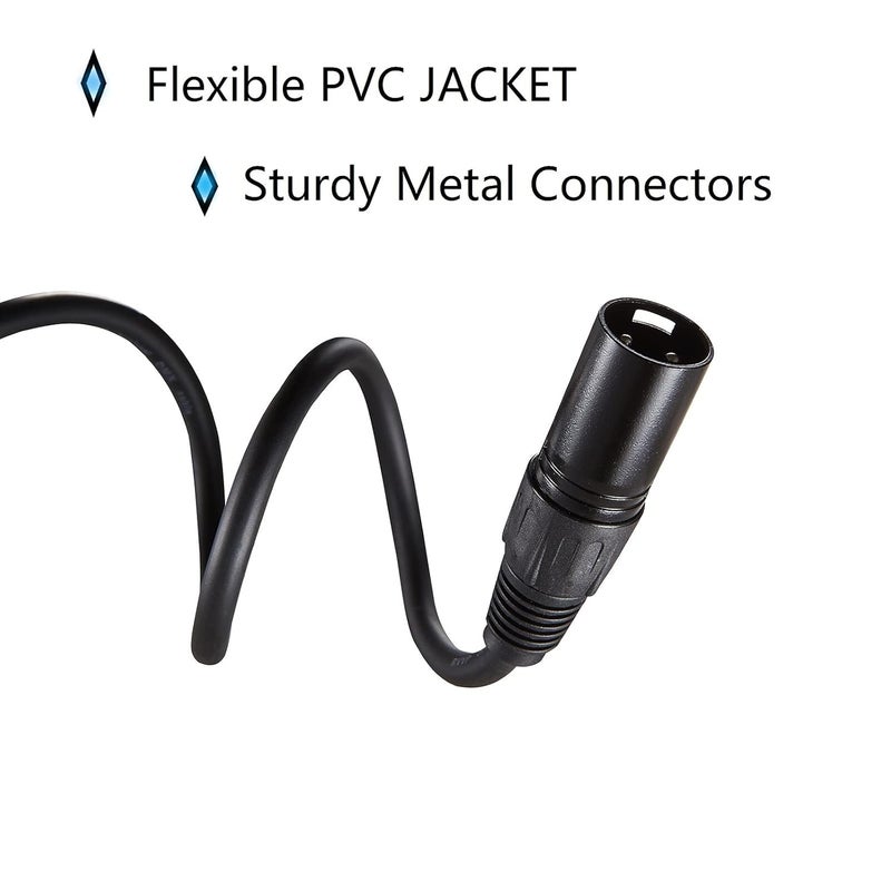 MFL. . 25 ft Flexible DMX Cable 3 Pin Signal XLR Male to Female Cable Wire for Stage Lighting DJ Lights, 110 Ohms Impedance, Black, 4 Pack - Image 4