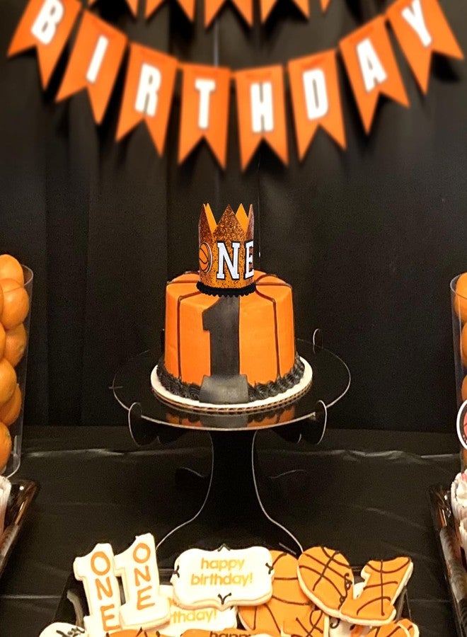 CORNER LACE Basketball 1st Birthday Hat, Baby Boys First Birthday Glitter Crown Orange, One Year Old Sports Theme Party Photo Props Decorations Supplies Favors - Image 4