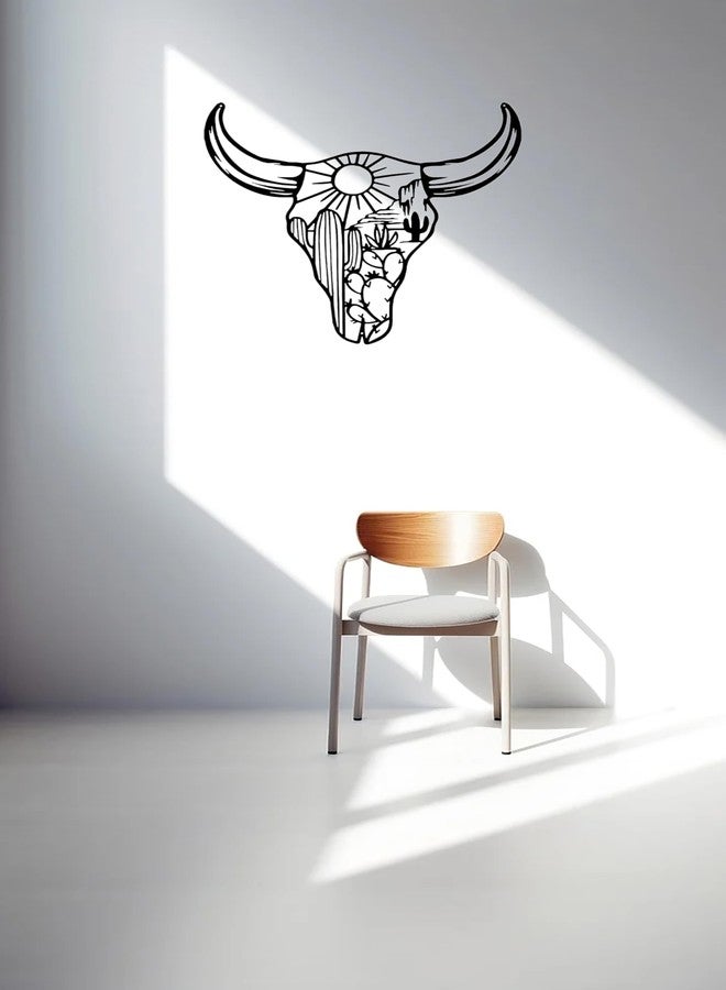 RESACO Cow Skull Metal Wall Art Western Wall Decor Western Bathroom Decorations Southwestern Decor Desert Wall Sculptures for Living Room Bedroom Indoor Outdoor (Black 13in x13in) - Image 5