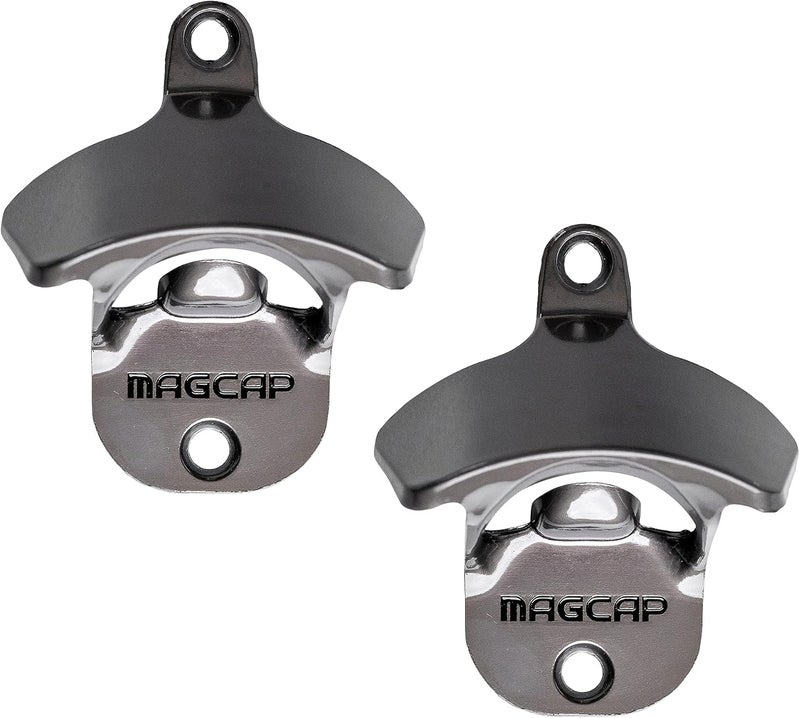 MAGCAP Outdoor Bottle Opener Wall Mounted - Style Magnetic Beer Bottle Opener that Catches Caps - Easy to Install and Incredibly Convenient (2, Gunmetal Black) - Image 1