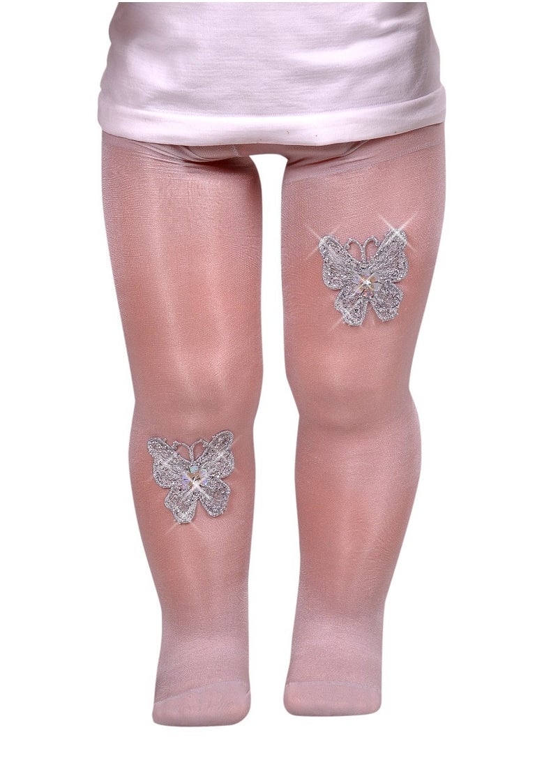 Ghils - Girls' Crystal Embroidered Tights - Image 1
