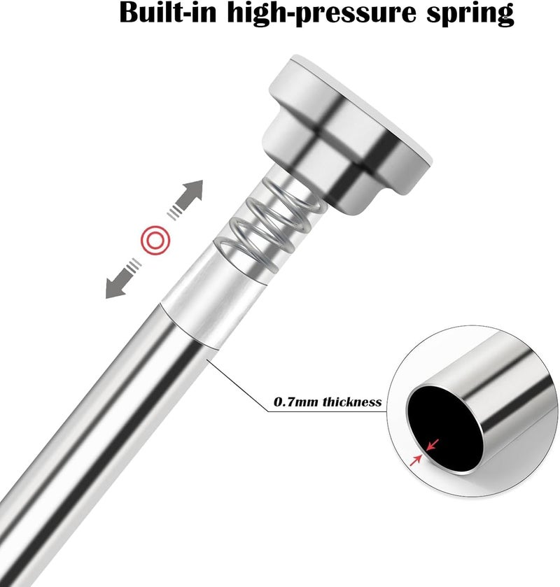 Shower Curtain Rods, 150cm-260cm Adjustable Telescopic Curtain Rod, Spring Tension tension rod, Stainless Steel Extendable Clothes Rail Extendable Pole for Bathroom or Windows, No Drilling - Image 5