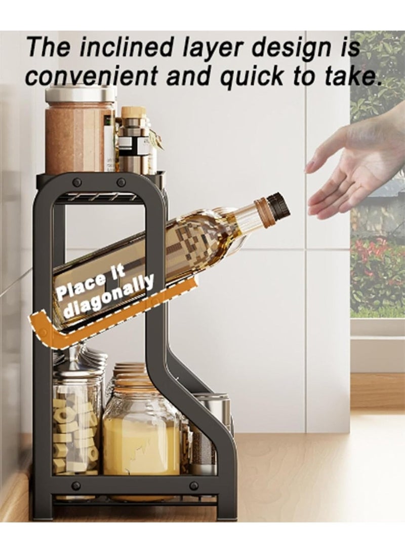 طلال منظم توابل بثلاث طبقات، منظمات التوابل ورفوف التخزين، رفوف برطمانات التوابل الدائمة للمطبخ للتخزين على سطح الطاولة - Image 4