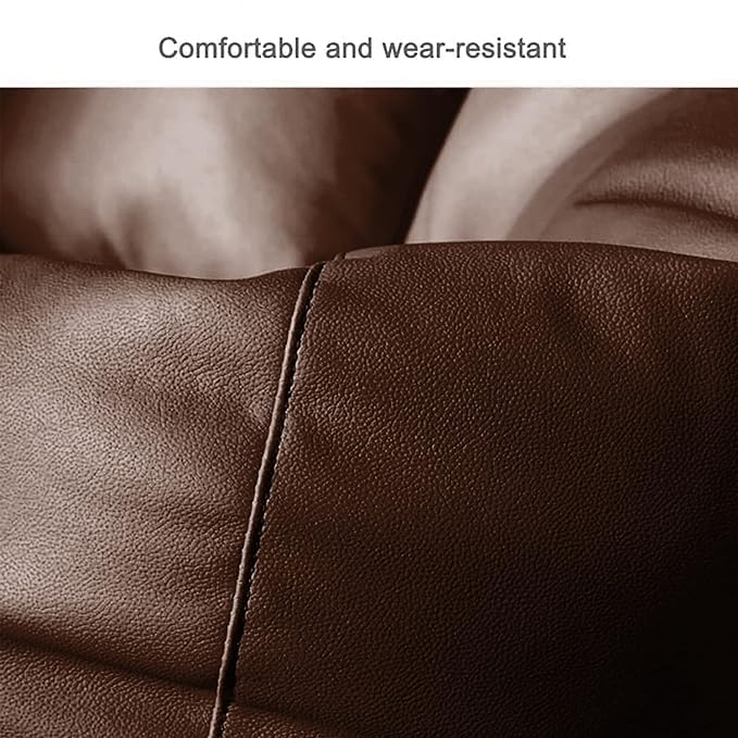 INSTER INSTER Bean Bag Cover with Footrest and Cushion Without Filling 3 Pcs Combo Set Faux Leather Sturdy Construction for Adults Teenagers Kids Indoor Use Brown Design - Image 3