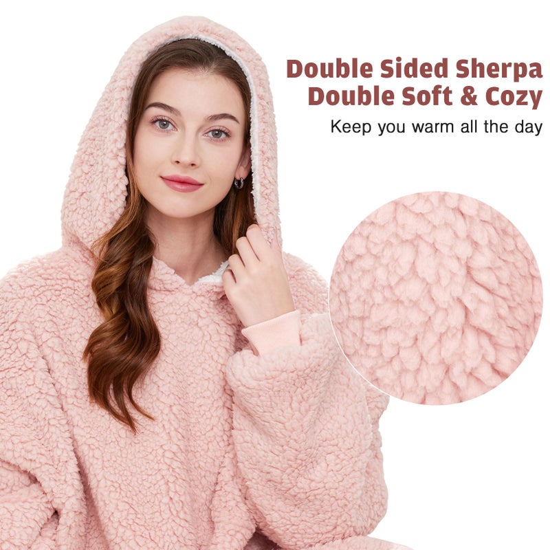 AmyHomie Blanket Sweatshirt Oversized Sherpa Hooded Blanket Hoodie Fleecehug Hoodie Wearable Blanket for Women Men Kids