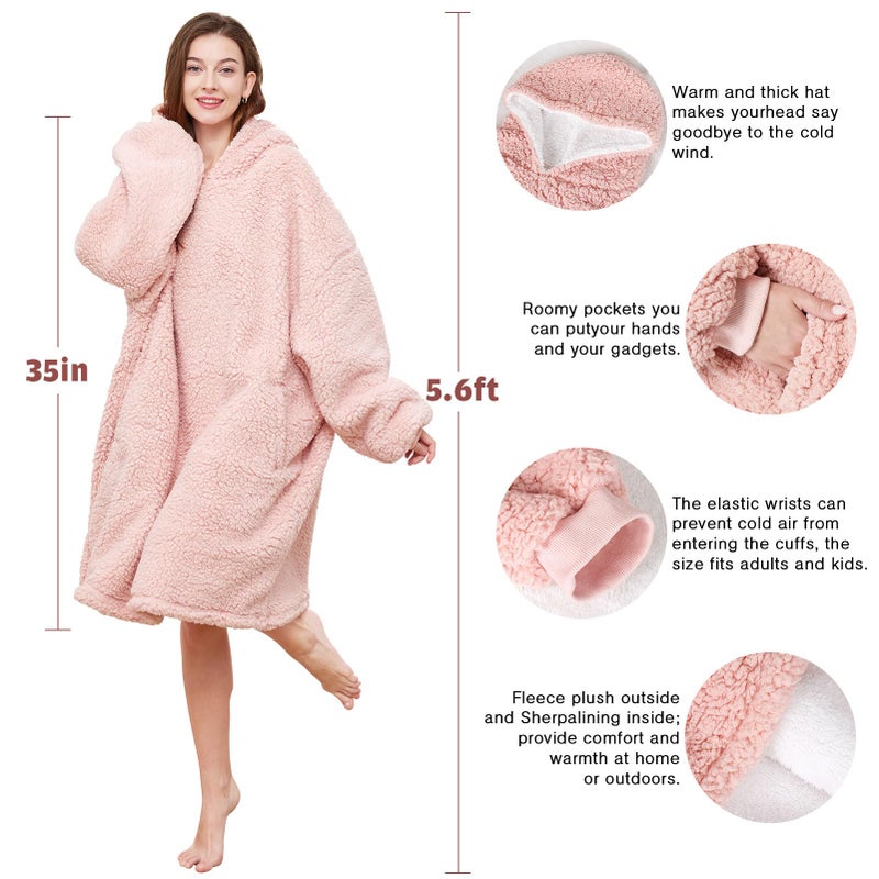 AmyHomie Blanket Sweatshirt Oversized Sherpa Hooded Blanket Hoodie Fleecehug Hoodie Wearable Blanket for Women Men Kids