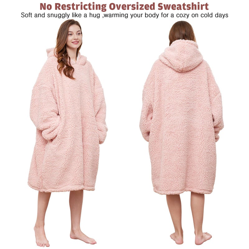 AmyHomie Blanket Sweatshirt Oversized Sherpa Hooded Blanket Hoodie Fleecehug Hoodie Wearable Blanket for Women Men Kids