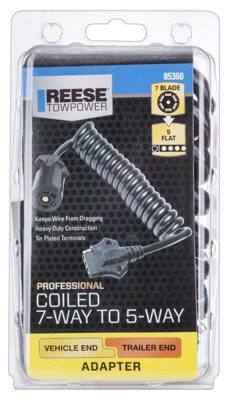 Reese محول أسلاك مقطورة REESE Towpower 85360 من 7-way Blade إلى 5-way Flat، مصمم لأنظمة 12 فولت، بطول 6 أقدام - Image 2