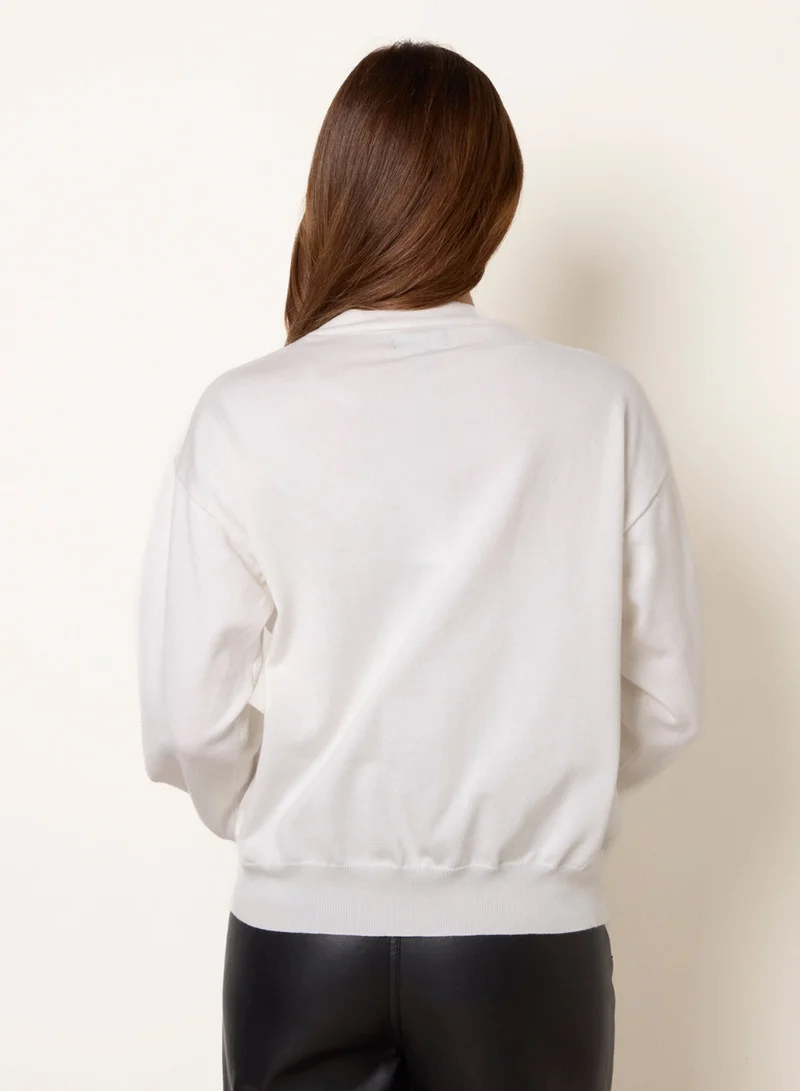 بلو فانيلا كارديجان بياقة مزينة بأزرار لؤلؤ